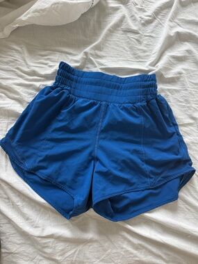 Lululemon size 0 high waisted shorts, sonic blue.